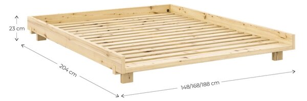 Hnědá dvoulůžková postel z borovicového dřeva s roštem 140x200 cm Social – Karup Design