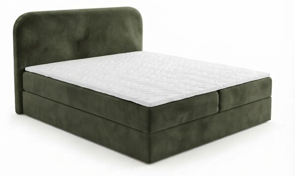 Čalouněná postel boxspring FORENA 140x200 cm tmavě zelená Matrace: Matrace Bonell pružinová