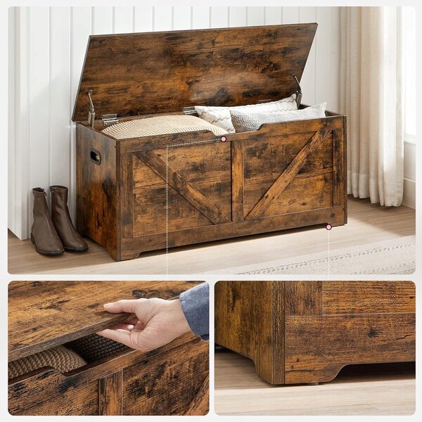 Úložný box s víkem TAYLOR 100x40 cm, rustikálně hnědý