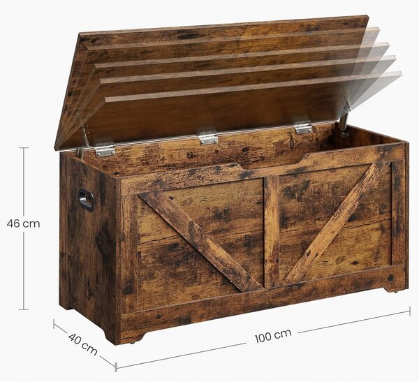 Úložný box s víkem TAYLOR 100x40 cm, rustikálně hnědý
