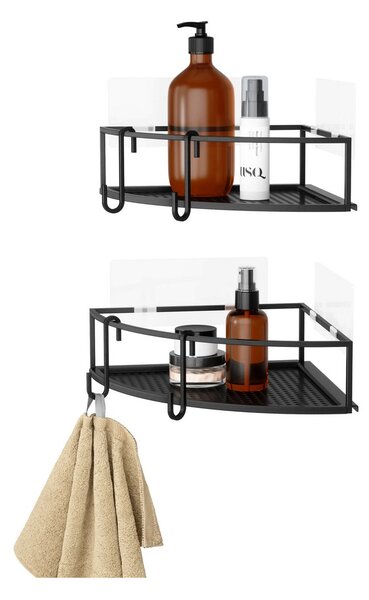 Koupelnové rohové poličky Cubiko Black - set 2 ks Umbra