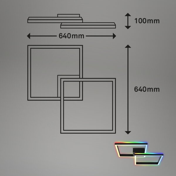 Brilo - LED RGBW Stmívatelný přisazený lustr FRAME 2xLED/17W/230V 2700-6500K+ DO