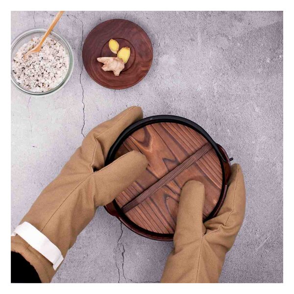 Kuchyňské rukavice Oven Mitts Khaki - set 2 ks The Organic Company