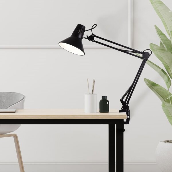 Stolní lampa s klipem WORKER 1xE27/10W/230V černá
