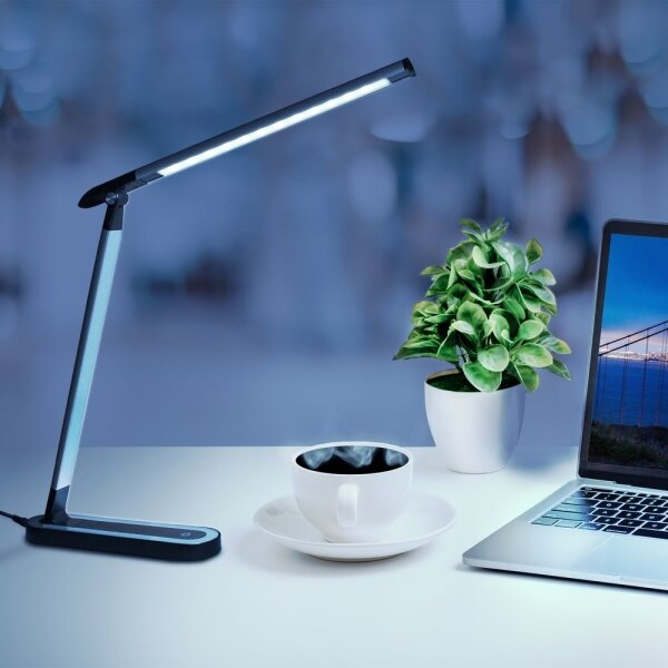 LED Stmívatelná dotyková stolní lampa MADERA LED/7W/230V černá