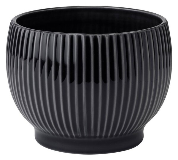 Keramický květináč Knabstrup Ripple Black 18 cm Knabstrup