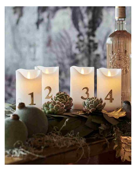Adventní LED svíčky Sara White Gold - set 4 ks Sirius
