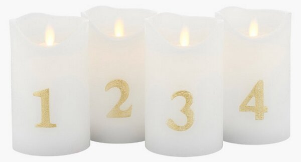Adventní LED svíčky Sara White Gold - set 4 ks Sirius
