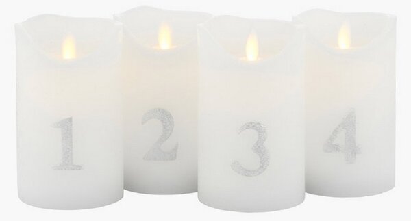Adventní LED svíčky Sara White Silver - set 4 ks Sirius