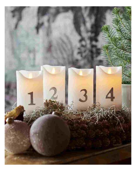 Adventní LED svíčky Sara White Silver - set 4 ks Sirius