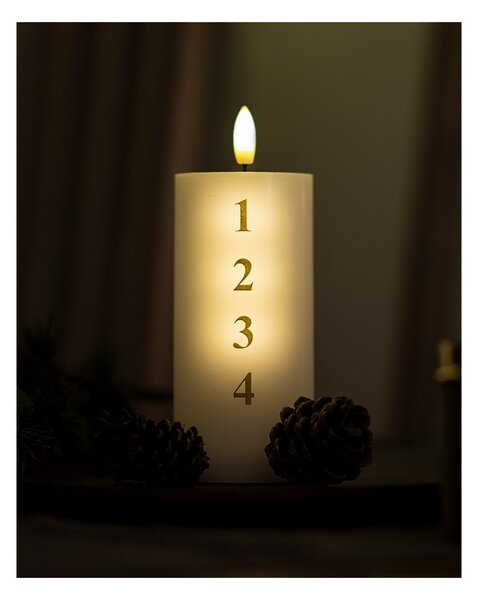 Adventní LED svíčka Sille White Gold 15 cm Sirius