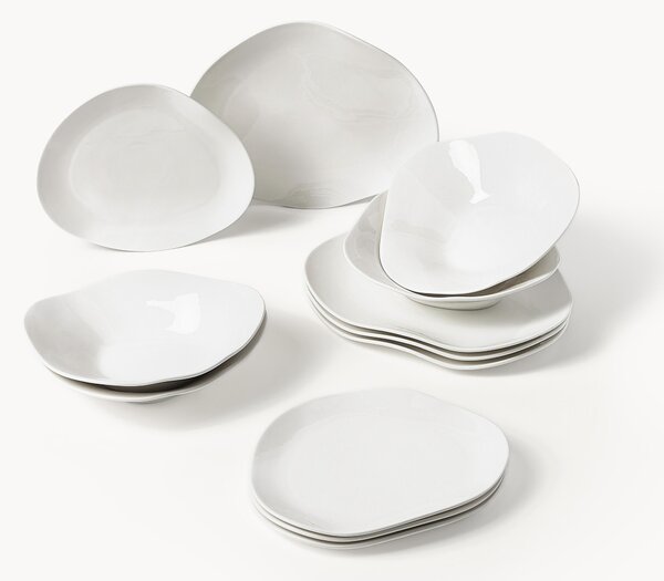 Sada porcelánového nádobí v organickém tvaru Joana, pro 4 osoby, 12 dílů