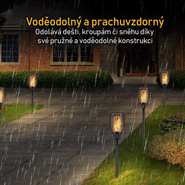 LEDSolar 96 solární venkovní hořící louč pochodeň 2 ks, 96 LED, bezdrátové, iPRO, 1W, teplá barva