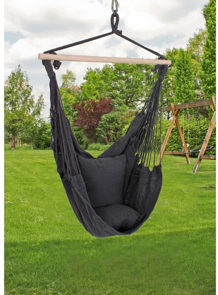 Černé polstrované závěsné zahradní křeslo Tobago – Garden Pleasure