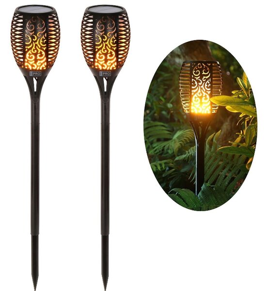 LEDSolar 96 solární venkovní hořící louč pochodeň 2 ks, 96 LED, bezdrátové, iPRO, 1W, teplá barva