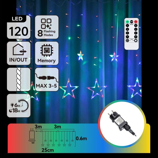 Aigostar - LED Venkovní ván řetěz 120xLED/8 funkcí 6x0,6m IP44 multicolor + DO