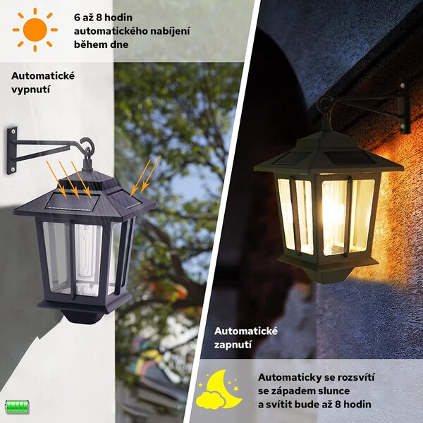 LEDSolar závěsná solární venkovní hliníková lucerna 2 ks, bezdrátové, iPRO, 15W, teplá barva