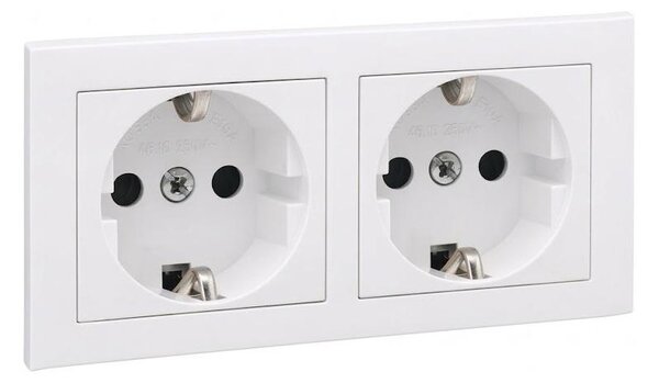 Legrand - Dvojitá zásuvka domovní SCHUKO s rámečkem SUNO 250V bílá