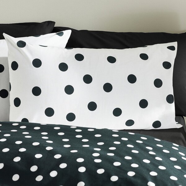 Černobílé povlečení na jednolůžko 135x200 cm Polka Dot – Catherine Lansfield