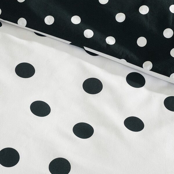 Černobílé povlečení na jednolůžko 135x200 cm Polka Dot – Catherine Lansfield