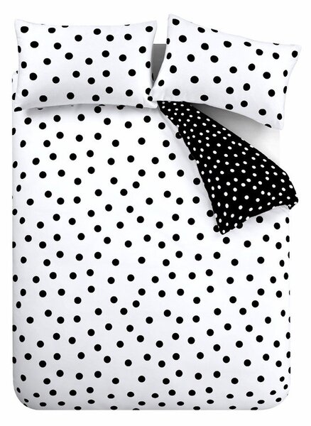 Černobílé povlečení na jednolůžko 135x200 cm Polka Dot – Catherine Lansfield