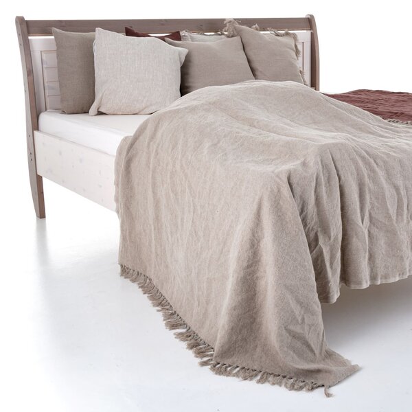 Tom Linen Lněný přehoz na postel s třásněmi Natural 140x170 cm