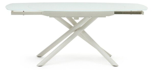Bílý rozkládací jídelní stůl se skleněnou deskou 100x130 cm Yodalia – Kave Home