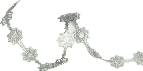 Stuha girlandová SNOWFLAKES SILVER 25mm x 1m (20,-Kč/m)