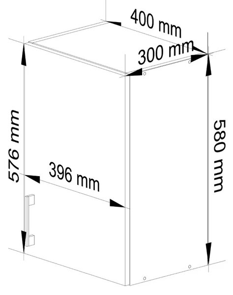 Horní kuchyňská skříňka TRIVORA - šířka 40 cm, bílá / dub sonoma