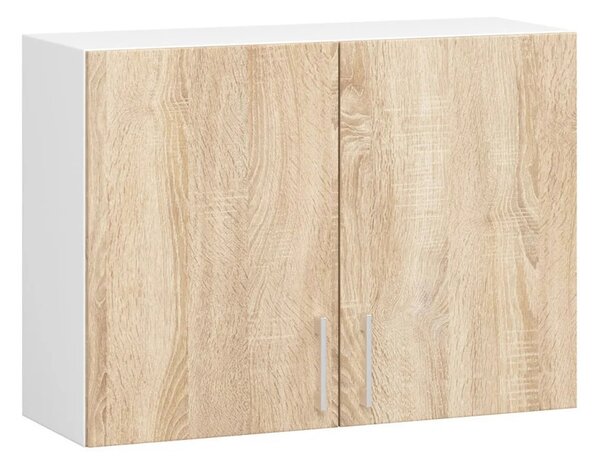 Horní kuchyňská skříňka TRIVORA - šířka 80 cm, bílá / dub sonoma