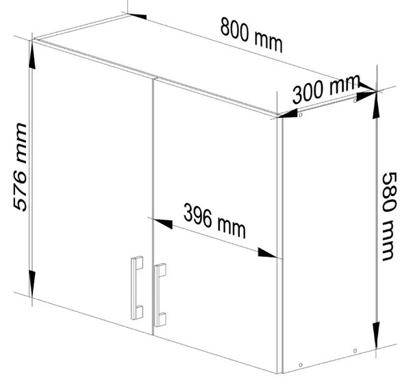 Horní kuchyňská skříňka TRIVORA - šířka 80 cm, bílá / dub sonoma