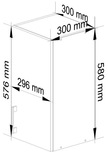 Horní kuchyňská skříňka TRIVORA - šířka 30 cm, bílá / dub sonoma