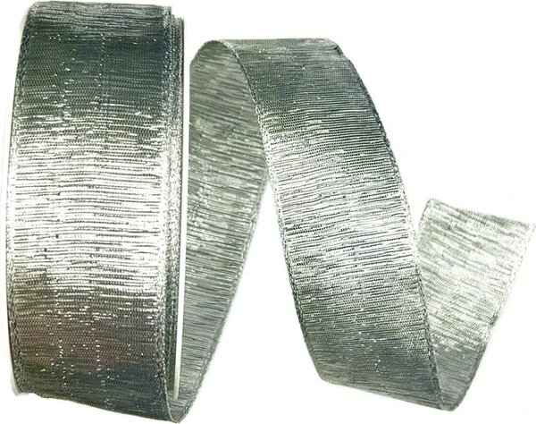 Stuha stříbrná LIVERPOOL SILVER stříbrná lesklá 40mm x 2m (15,-Kč/m)