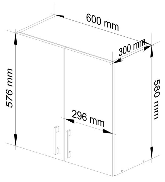 Horní kuchyňská skříňka TRIVORA - šířka 60 cm, bílá / dub sonoma