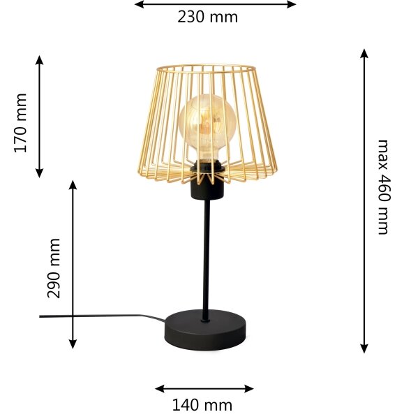 Stolní lampa TORRI 1xE27/15W/230V zlatá/černá