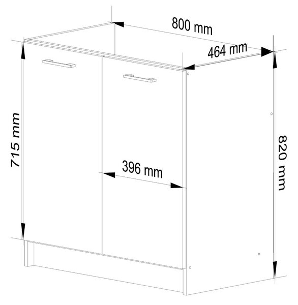 Dřezová skříňka 80 cm VERMINA - bílá / bílá lesklá