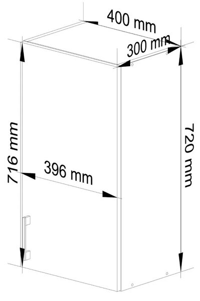 Horní jednodveřová skříňka TRIVORA - šířka 40 cm, bílá / dub sonoma