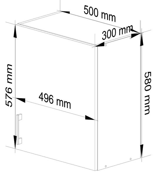 Horní kuchyňská skříňka TRIVORA - šířka 50 cm, bílá / dub sonoma