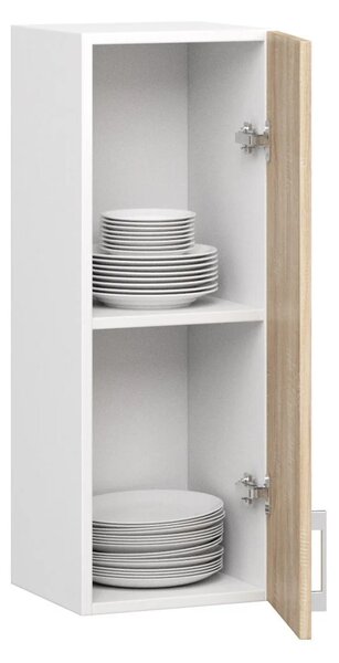 Horní jednodveřová skříňka TRIVORA - šířka 30 cm, bílá / dub sonoma