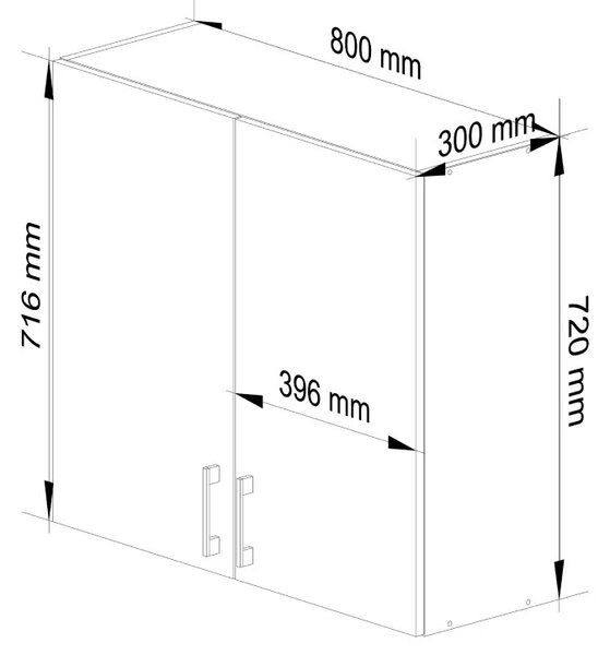 Horní dvoudveřová skříňka TRIVORA - šířka 80 cm, bílá / dub sonoma