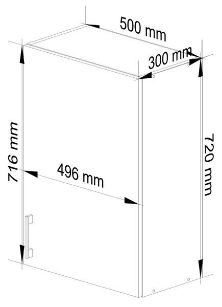 Horní jednodveřová skříňka TRIVORA - šířka 50 cm, bílá / dub sonoma