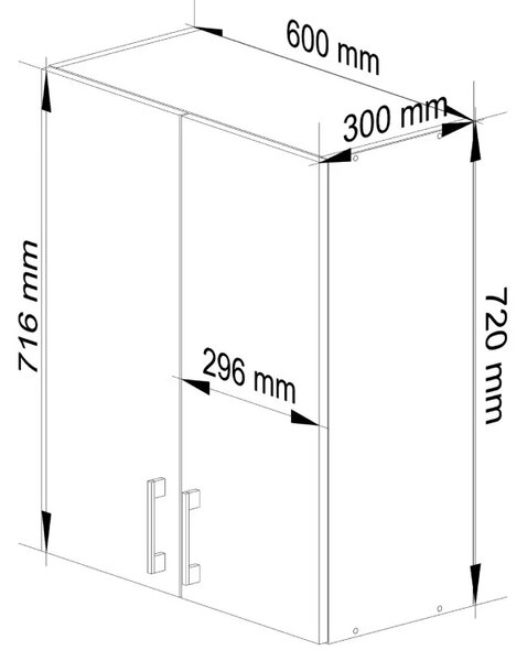 Horní dvoudveřová skříňka TRIVORA - šířka 60 cm, bílá / dub sonoma