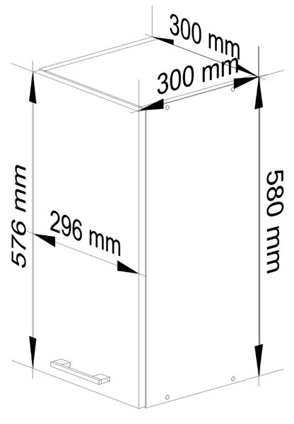 Závěsná kuchyňská skříňka 30 cm VERMINA - bílá