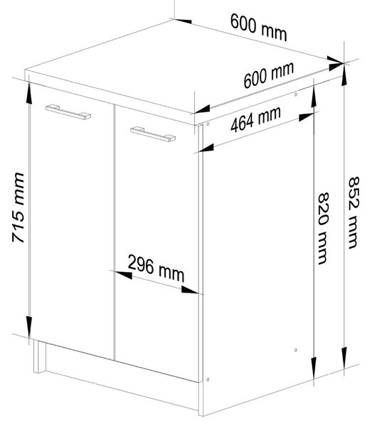 Dolní kuchyňská skříňka 60 cm VERMINA - bílá / šedá