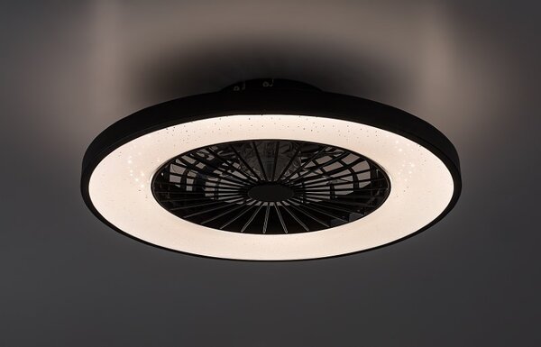 RABALUX 71334 Dalfon2 stropní svítidlo s ventilátorem D540mm LED 72W/2100lm 3000-6500K černá, stmívatelné, dálkový ovladač, starlight efekt