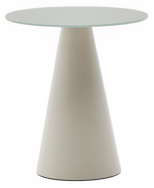Matně šedý skleněný kulatý odkládací stolek Kave Home Wilshire 50 cm
