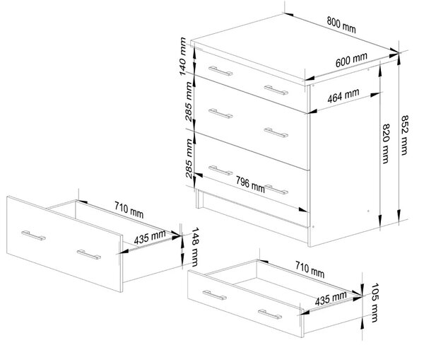 Kuchyňská skříňka se šuplíky 80 cm VERMINA - bílá