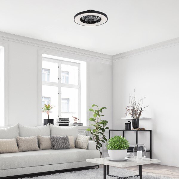 RABALUX 71334 Dalfon2 stropní svítidlo s ventilátorem D540mm LED 72W/2100lm 3000-6500K černá, stmívatelné, dálkový ovladač, starlight efekt