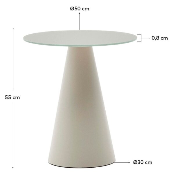 Matně šedý skleněný kulatý odkládací stolek Kave Home Wilshire 50 cm