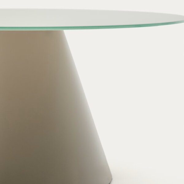 Matně šedý skleněný kulatý konferenční stolek Kave Home Wilshire 80 cm